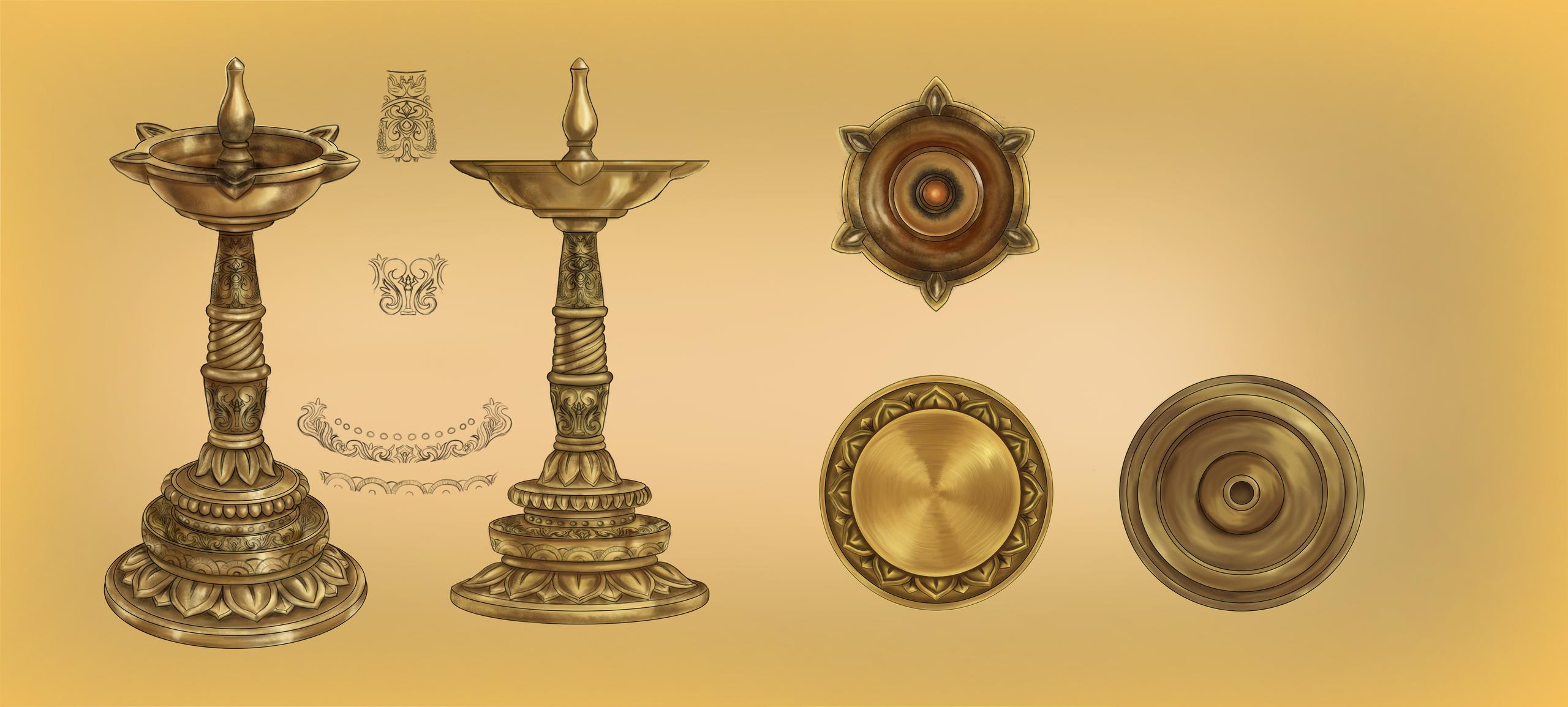 Guardian Temple Oil Lamp Production model sheet
