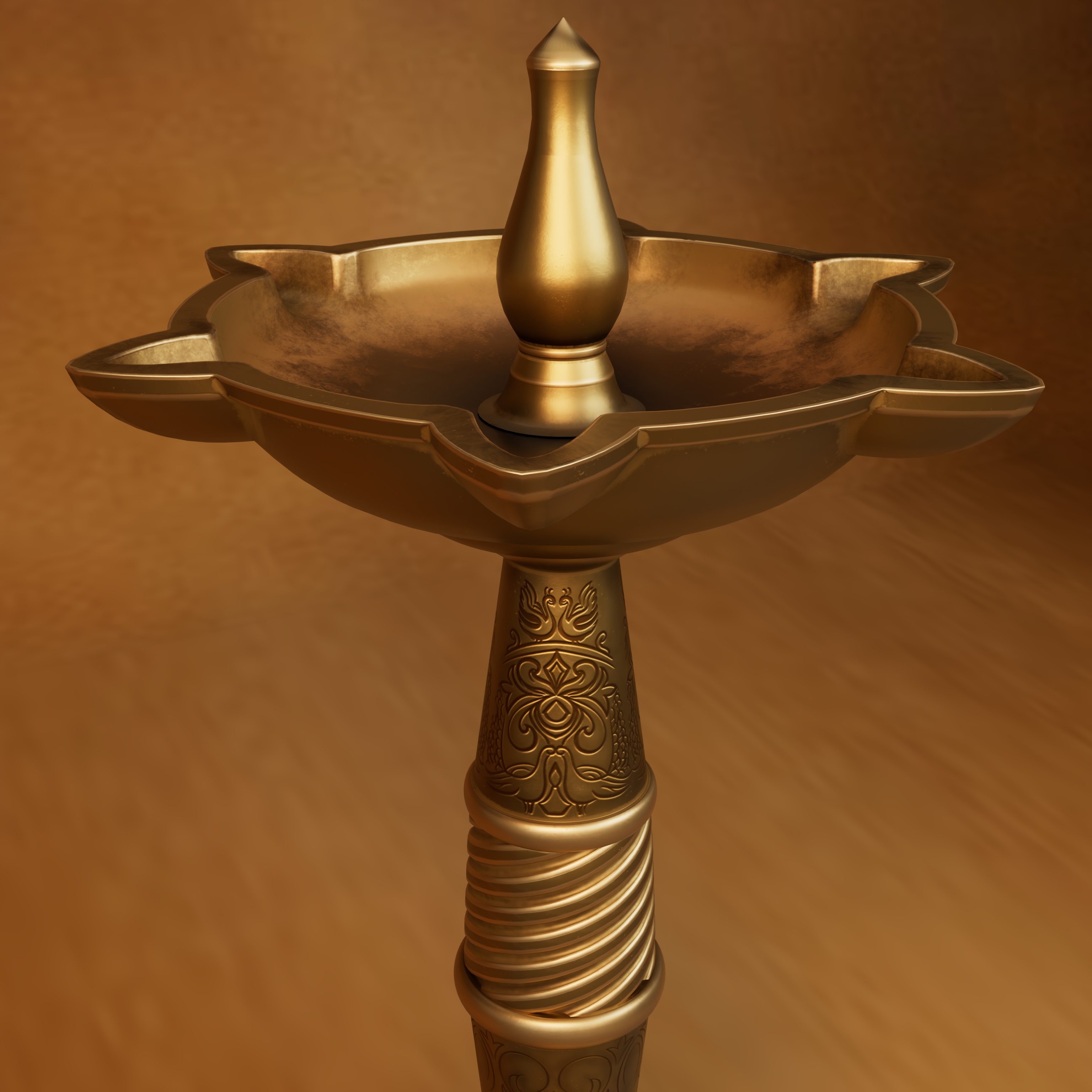 Guardian Temple Oil Lamp Detail closeup